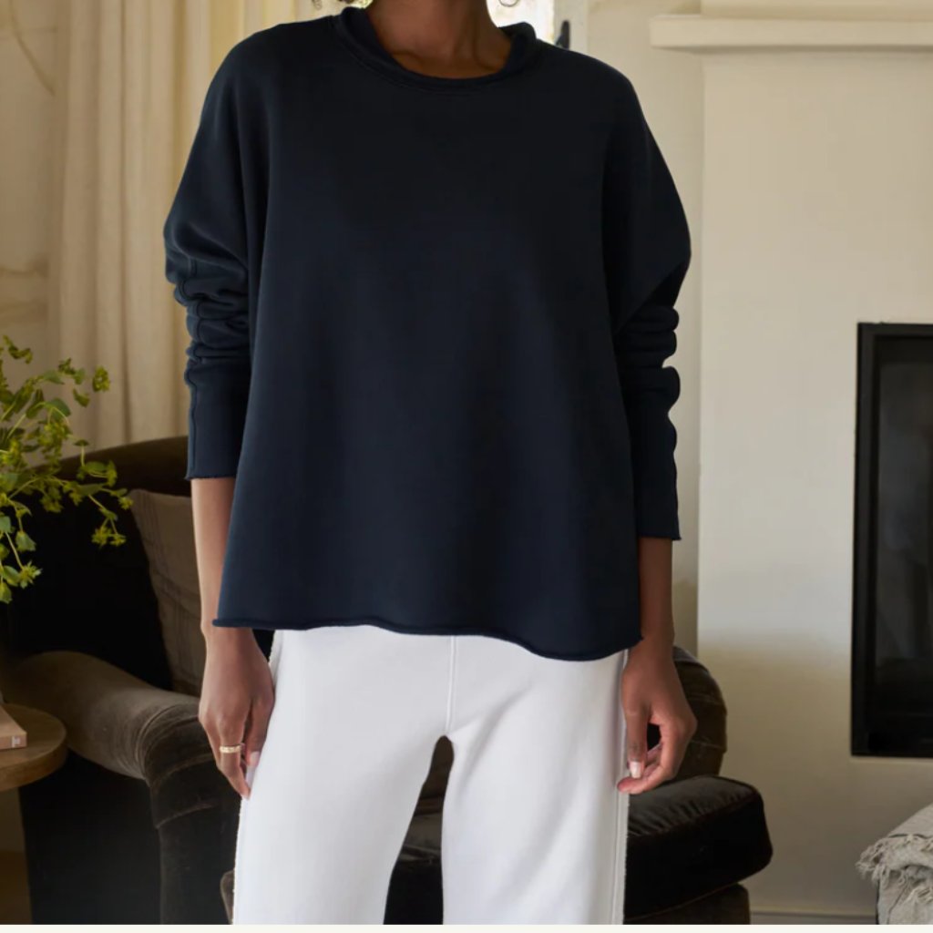 Frank & Eileen Nwot Anna Long-Sleeve Capelet Triple Fleece - Navy Small #3